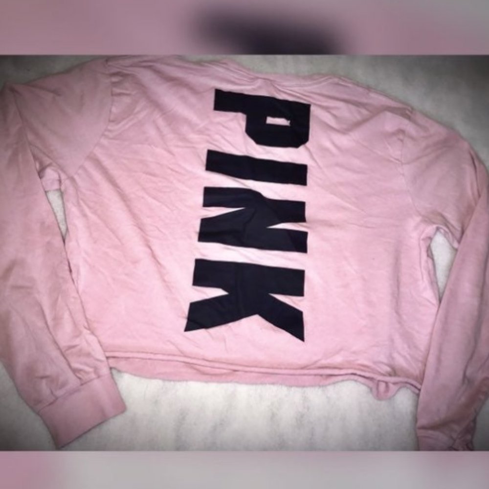 PINK Long Sleeve Crop Tee (M)